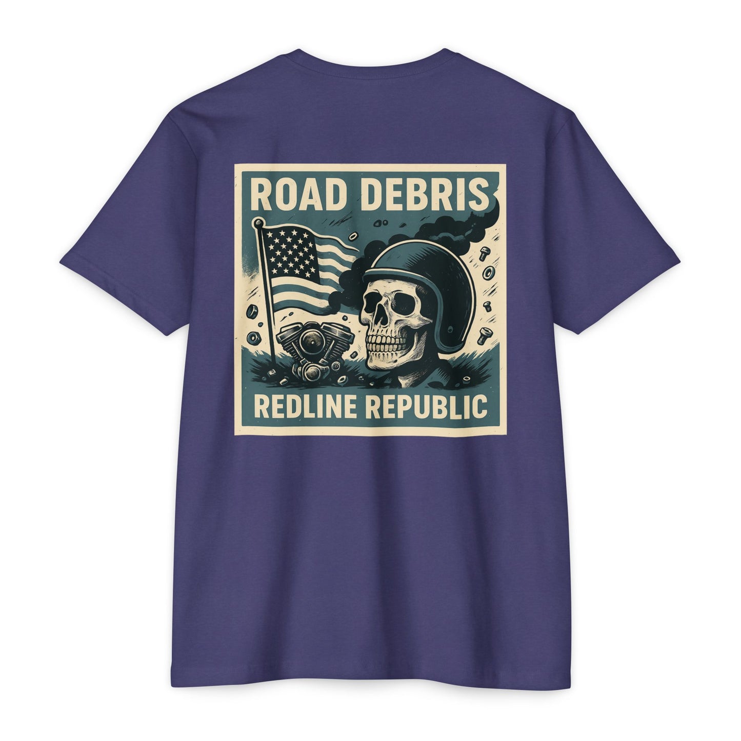 Road Debris Skull Tee — 'Road Debris Redline Republic' Graphic T-Shirt