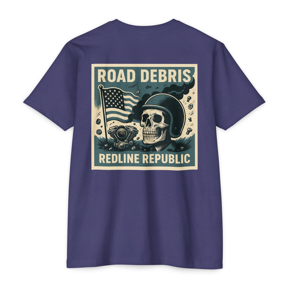 Road Debris Skull Tee — 'Road Debris Redline Republic' Graphic T-Shirt
