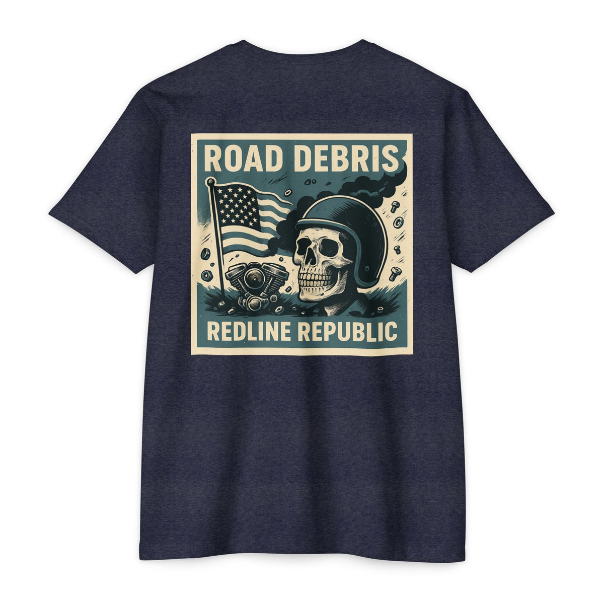 Road Debris Skull Tee — 'Road Debris Redline Republic' Graphic T-Shirt