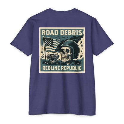 Road Debris Skull Tee — 'Road Debris Redline Republic' Graphic T-Shirt
