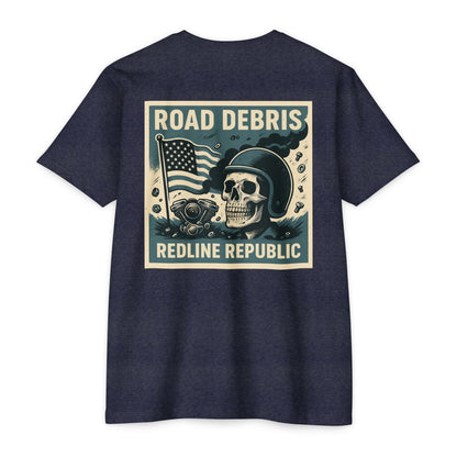 Road Debris Skull Tee — 'Road Debris Redline Republic' Graphic T-Shirt