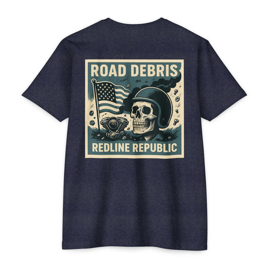 Road Debris Skull Tee — 'Road Debris Redline Republic' Graphic T-Shirt